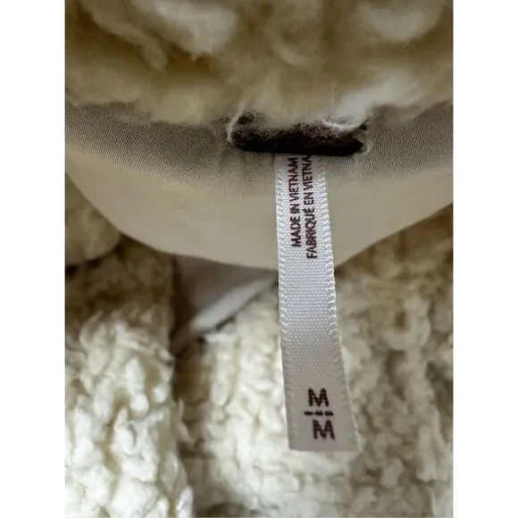 Free People Runway Popular Soft Teddy Bear Faux Fur Ivory Sherpa JacketSize M